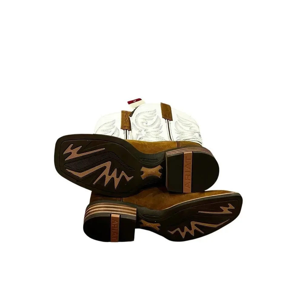 Ariat Men's Ricochet Wide Square Toe Cowboy Boot Brown White Size 8.5D NWT